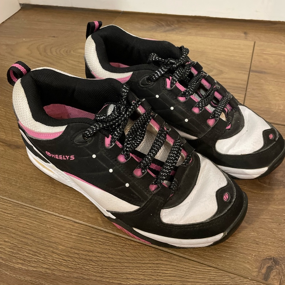 Heelys Sparkle Black and Pink Style 9087 Single Wheel Skater Shoe Size 7 W
